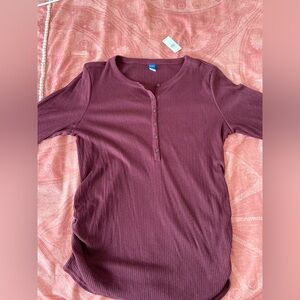 2 Large Old Navy Maternity Henley Long-sleeve Shirts